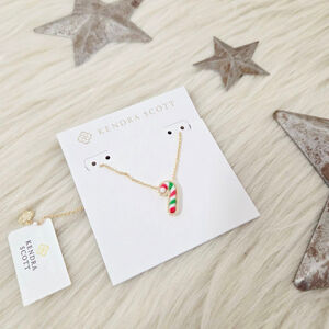 Kendra Scott Candy Cane Gold Short Pendant Necklace red green mix new NWT